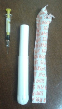 Jeringuilla hallada en un tampón en Lugo.