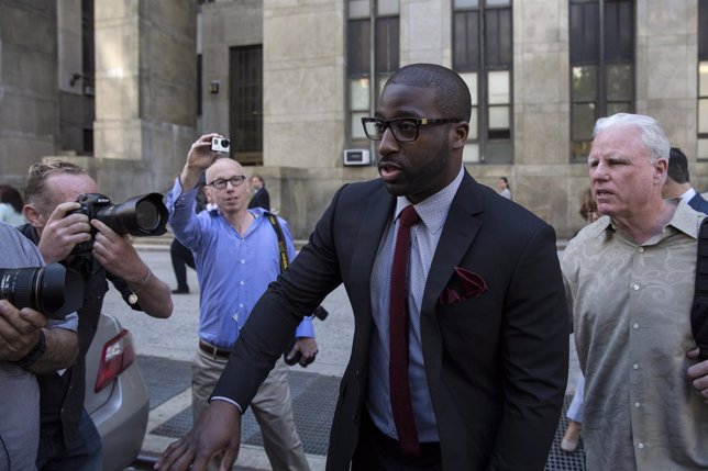 NBA basketball player Felton leaves after an appearance at Manhattan Criminal Co