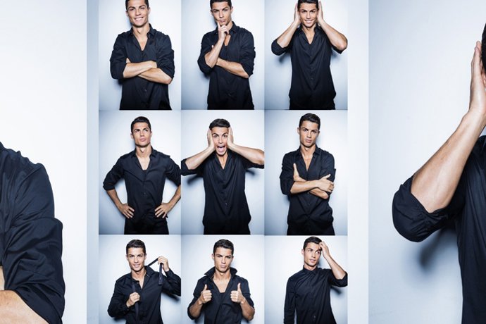 Cristiano Ronaldo posa con sus nuevas camisas