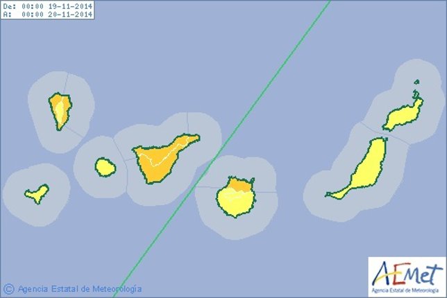 Aviso naranja en La Palma, Tenerife y Gran Canaria
