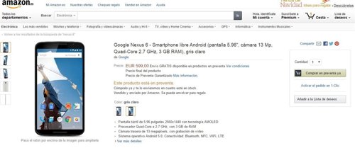 Nexus 6 en Amazon