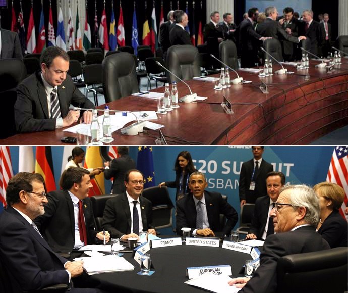 Zapatero y Rajoy, en sendos encuentros internacionales