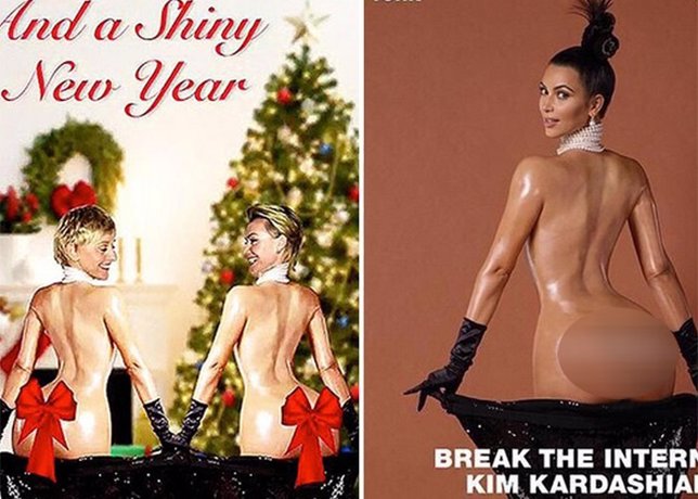 Ellen DeGeneres imita a Kim Kardashian en su feliictación navideña