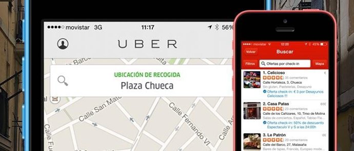 Captura de la interfaz de la 'app' Uber