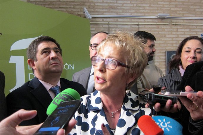 Elena Víboras atiende a los periodistas.