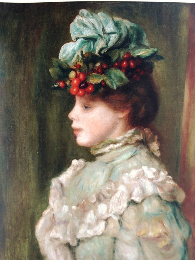 Renoir Mujer con sombrero de cerezas