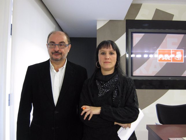 Javier Lambán y Lorena Canales.