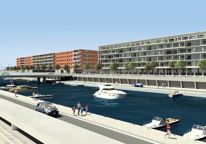 Imagen del futuro canal del Puerto de Badalona