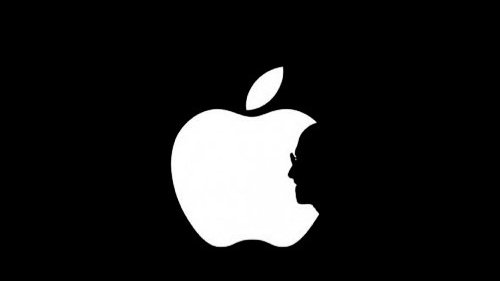 Apple (logo) con silueta de Steve Jobs