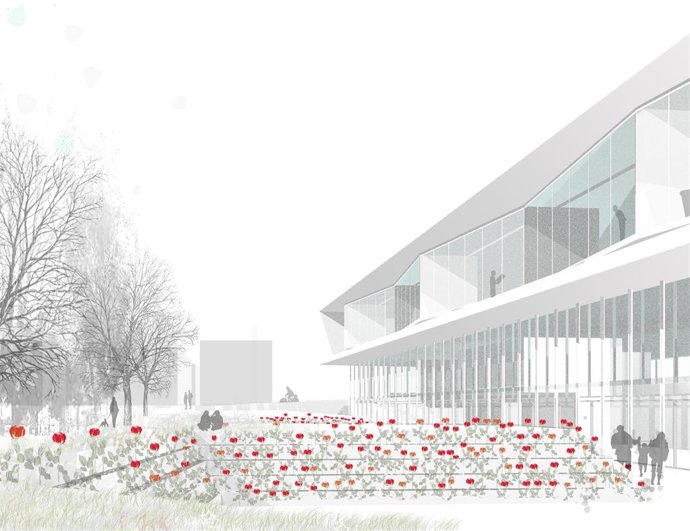 Vista del patio infantil de la Biblioteca Pública del Estado