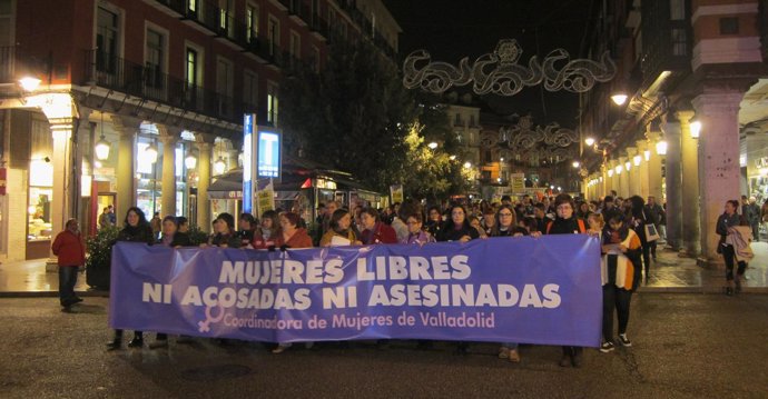 Cabecera de la manifestación contra la violencia de género en Valladolid