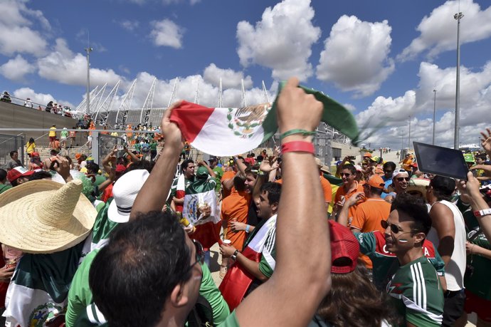 Hinchas mexicanos en el Mundial de Brasil