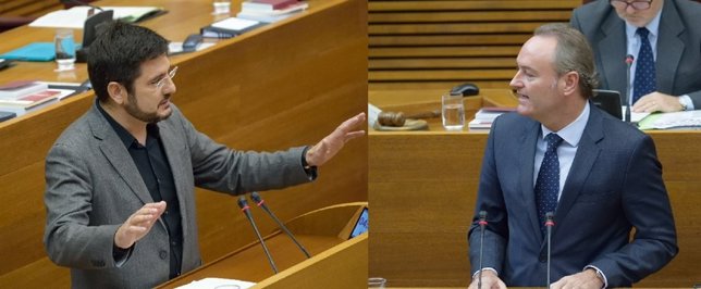 Ignacio Blanco y Alberto Fabra en la tribuna de las Corts