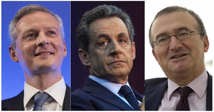 Bruno Le Maire, Nicolas Sarkozy y Hervé Mariton, candidatos a liderar la UMP