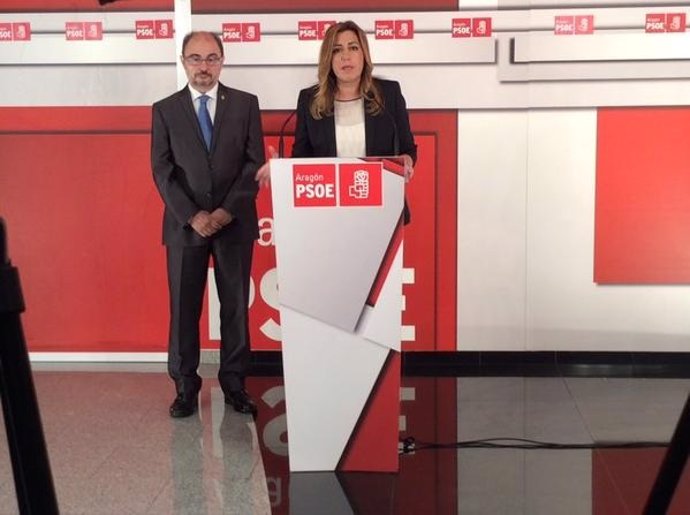 Susana Díaz en rueda de prensa junto a Javier Lambán