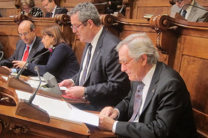 El alcalde Xavier Trias en el pleno del Ayuntamiento de Barcelona