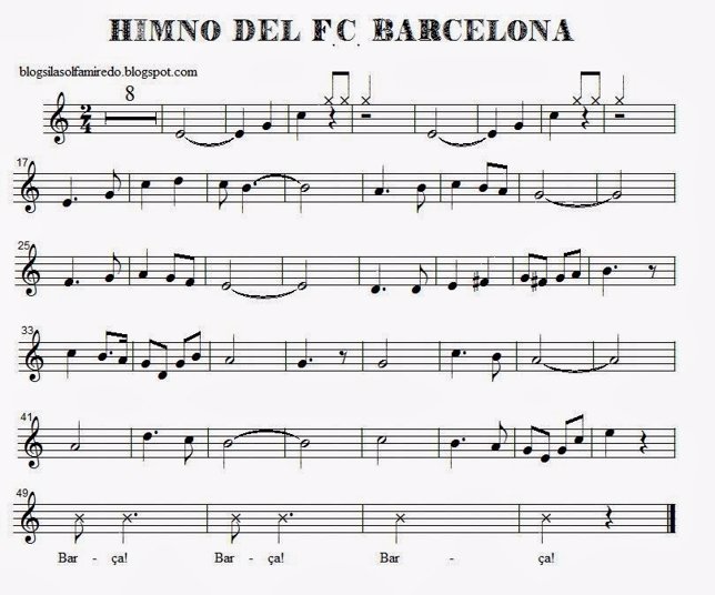 Partitura himno Barça