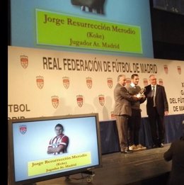 Koke, premiado por la Federación de Fútbol de Madrid