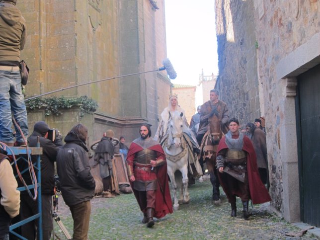 Rodaje en Cáceres de un escena de la serie Isabel en marzo de 2013