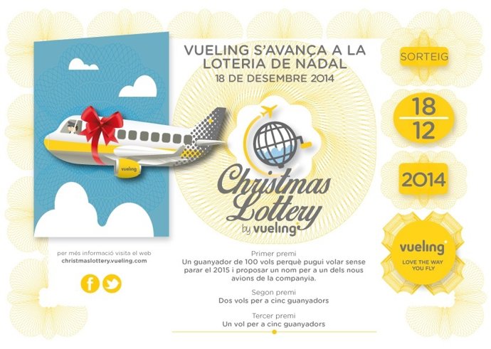 Publicidad del sorteo de Navidad de Vueling