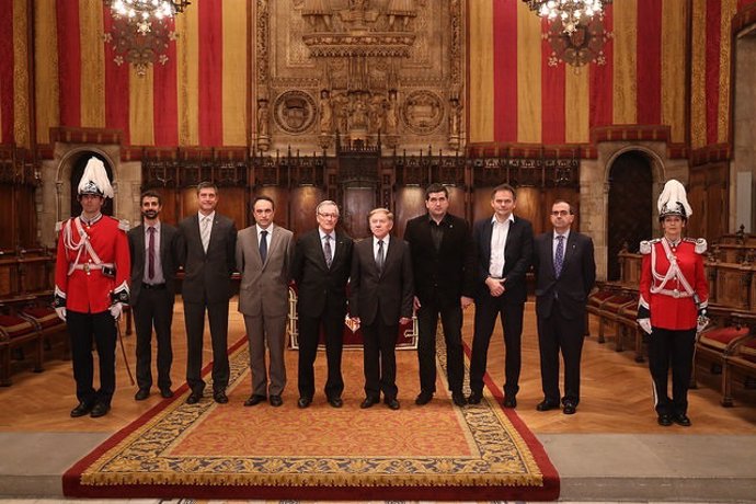 Reunión del alcade de Barcelona, Xavier Trias, y el de Sarajevo, Ivo Komsic.