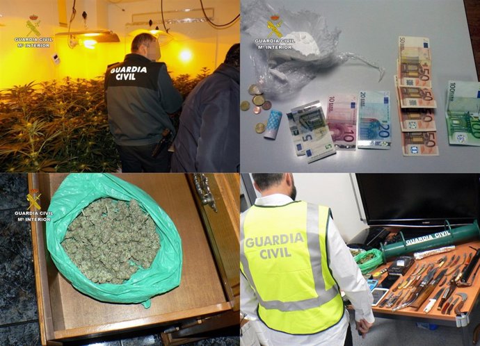 Imágenes de los utensilios y la droga incautados