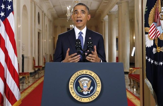 Obama durante una rueda de prensa