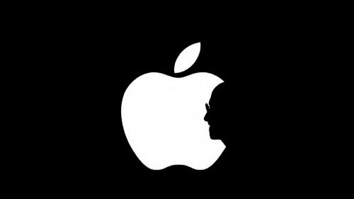Apple (logo) con silueta de Steve Jobs