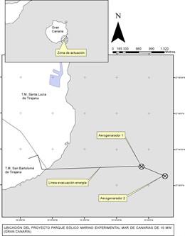 Mapa publicado en BOE con la ubicación del parque eólico marino Mar de Canarias
