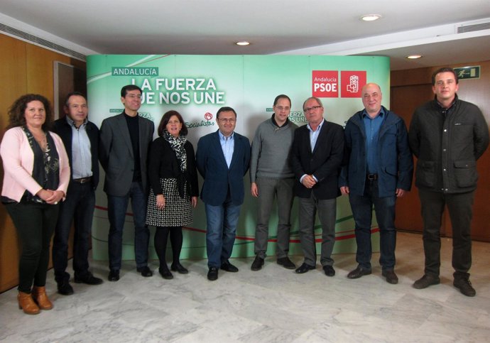 Heredia, César Luena y Juan Cornejo, PSOE, en Málaga