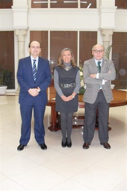 Panadero con los presidentes de Sevilla y Betis