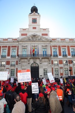 Manifestación de trabajadores de Coca-Cola