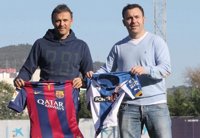 Luis Enrique y Sergio González intercambian impresiones antes del derbi