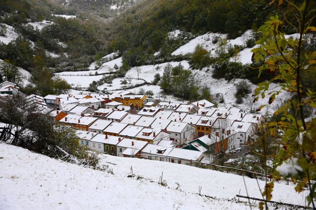 Nieve en Tarna, Asturias, temporal, invierno