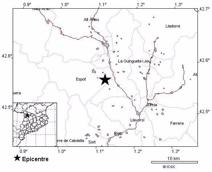 Epicentro del terremoto en Espot