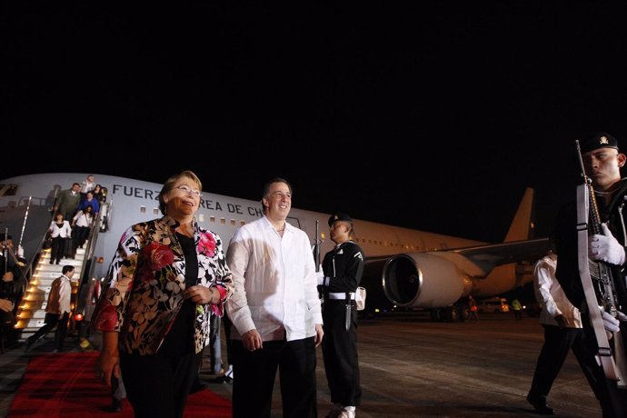 La presidenta de Chile, Michelle Bachelet, a su llegada a Veracruz