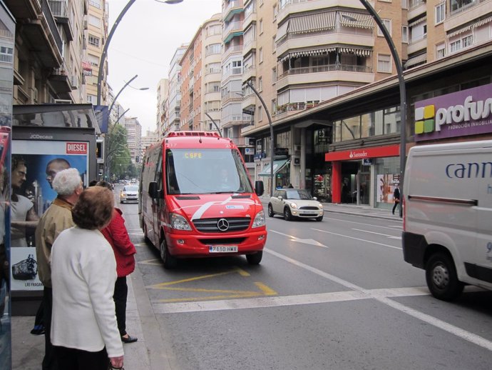 Autobús de la línea roja de Murcia. Bus