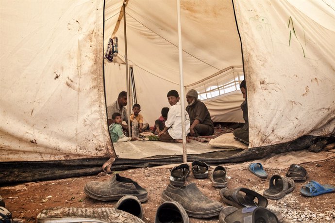 Campo de refugiados en el norte de Siria, cerca de la frontera turca