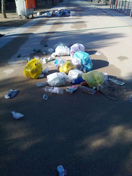 Huelga de basura en Madrid Río