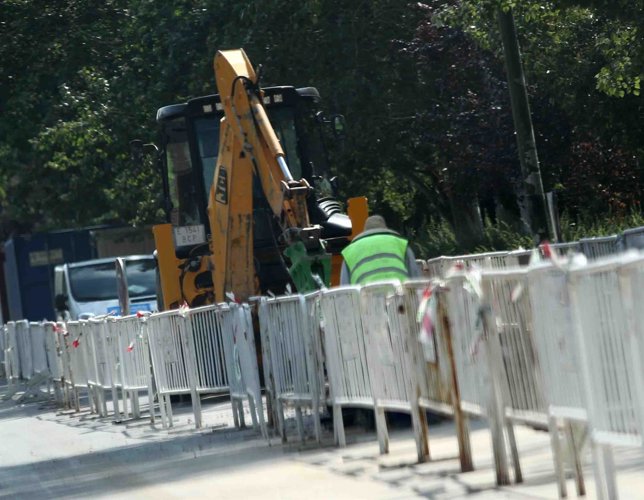 Obreros, obras, excavadora, calle, trabajador, trabajando, construcción