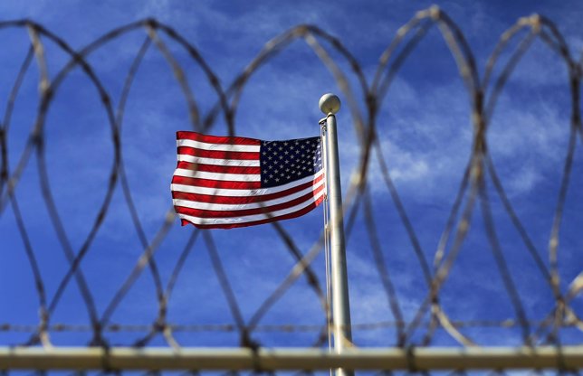 The U.S. Flag flies over Camp VI, a prison used to house detainees at the U.S. N