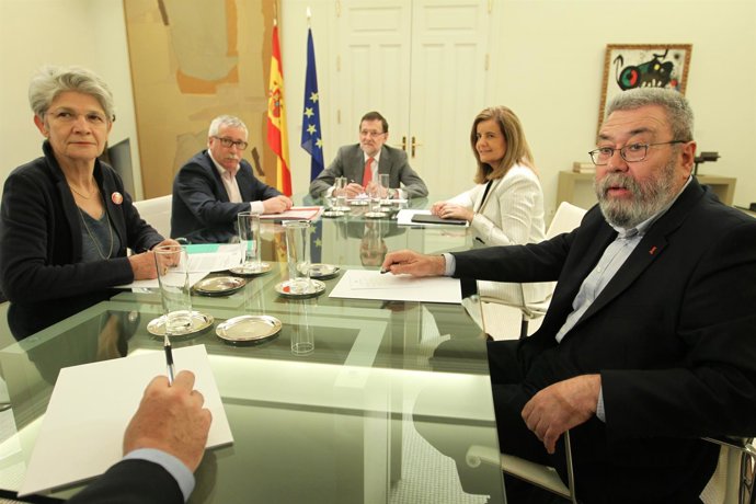 Sindicatos, Toxo, Méndez, Báñez y Rajoy