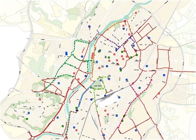 Mapa de la red ciclista propuesta por el Grupo Socialista