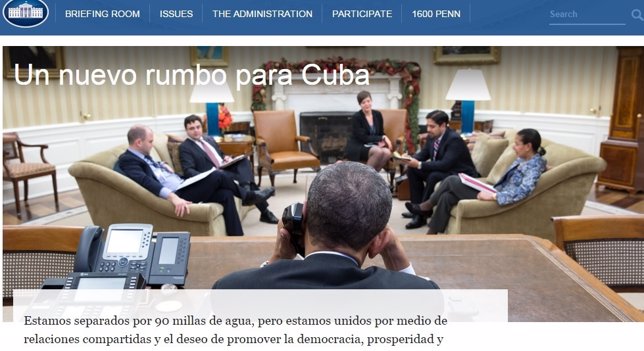 La Casa Blanca abre una web para Cuba