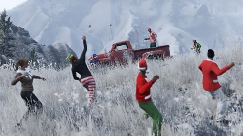 Batalla de bolas de nieve en GTA V