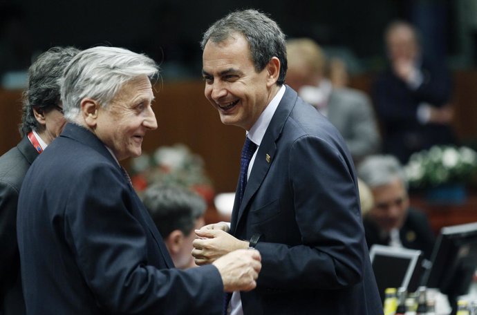 José Luis Rodríguez Zapatero y Jean Claude Trichet, en octubre de 2011