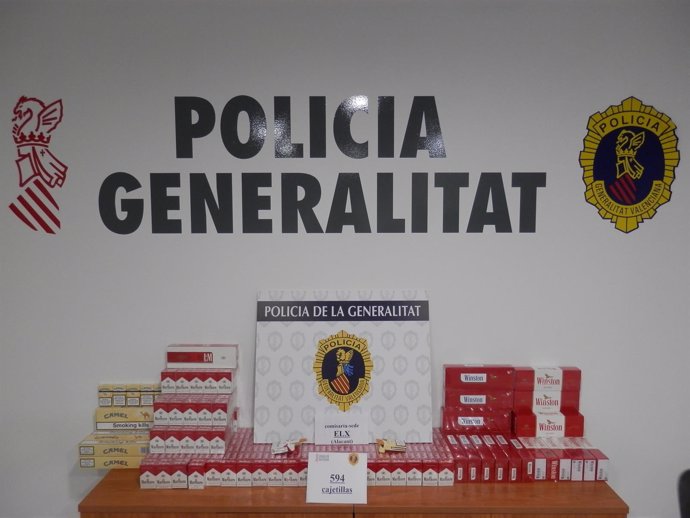 Tabaco intervenido por la Policía de la Generalitat