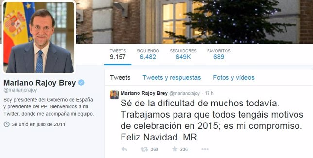 Felicitación de Navidad de Mariano Rajoy por twitter