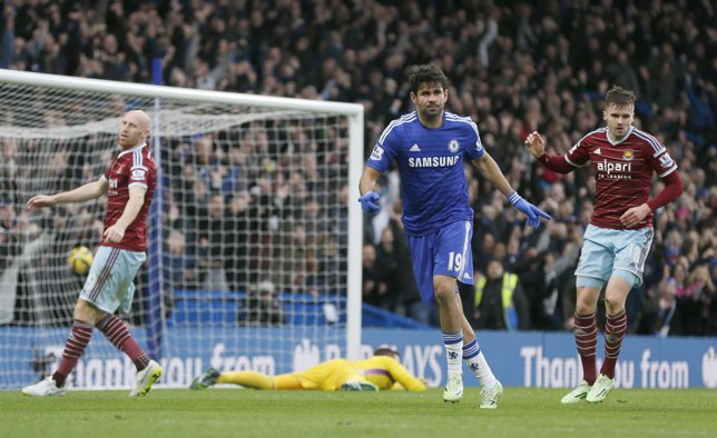 Diego Costa celebra el 2-0 ante el West Ham United en el Boxing Day