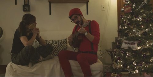 Santa Hipster tocando la guitarra